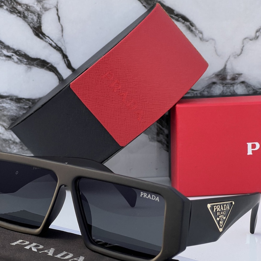 Prada Black Geometric Sunglasses Unisex - Picture 2 of 4